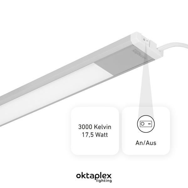 Oktaplex Lighting LED Unterbauleuchte mit Schalter 17,5 Watt und 3000 Kelvin warmweißem Licht