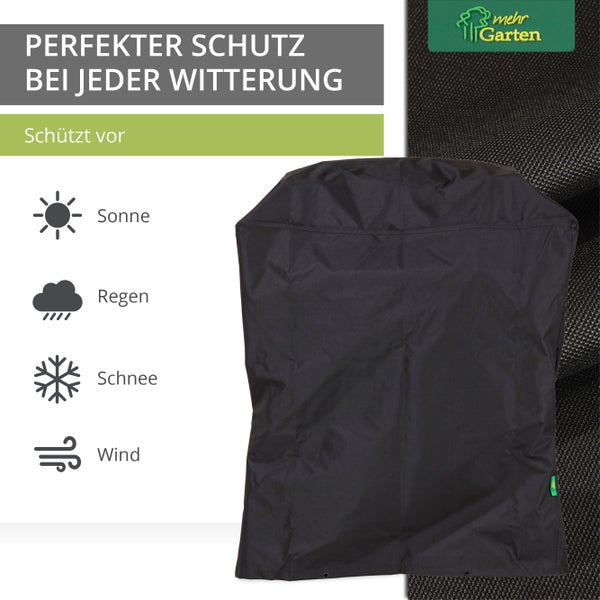 Mehr Garten - Premium Gasgrill-Abdeckung rechteckig: 90(B)x66(T)x109(H) cm I Abdeckhaube für Gasgrill wasserdicht und wetterfest aus Oxford 600D Gewebe I Grillhaubenabdeckung I Schwarz