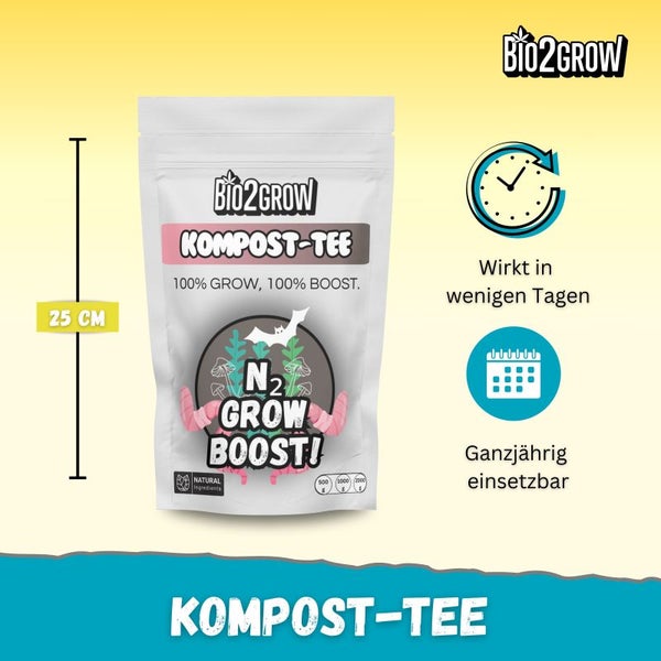 Bio2Grow Kompost Dünger Wuchs 550 Gramm– Organischer Pflanzendünger für kräftiges Wachstum & gesunde Wurzeln – Fördert Nährstoffaufnahme, Bodenaktivierung & Pflanzengesundheit – 100% natürlich & nachhaltig
