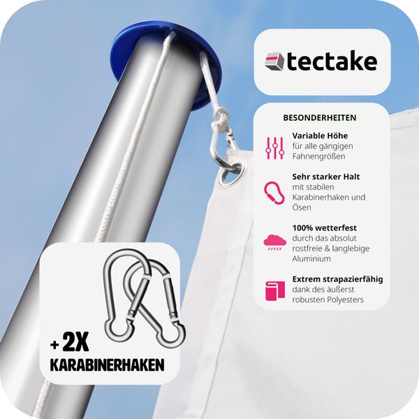 Fahnenmast tectake  aus Aluminium inklusive Seilzug und Bodenhülse