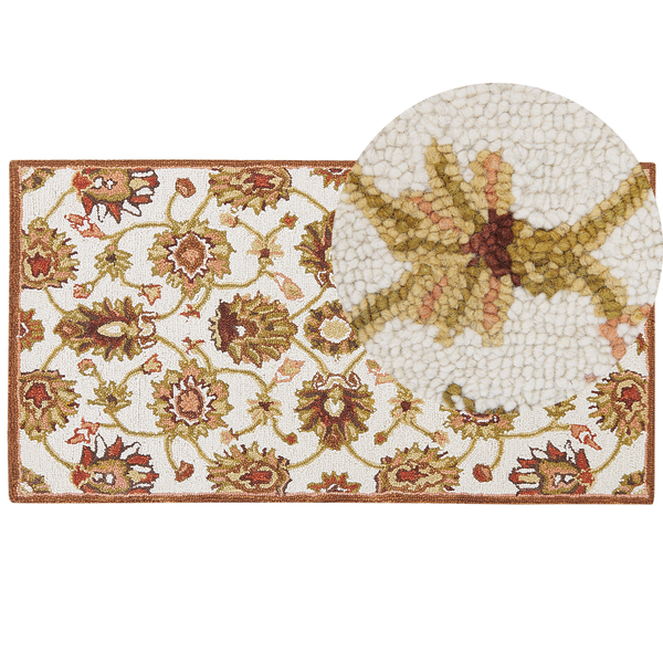 Teppich EZINE Beige 80 x 150 cm Wolle