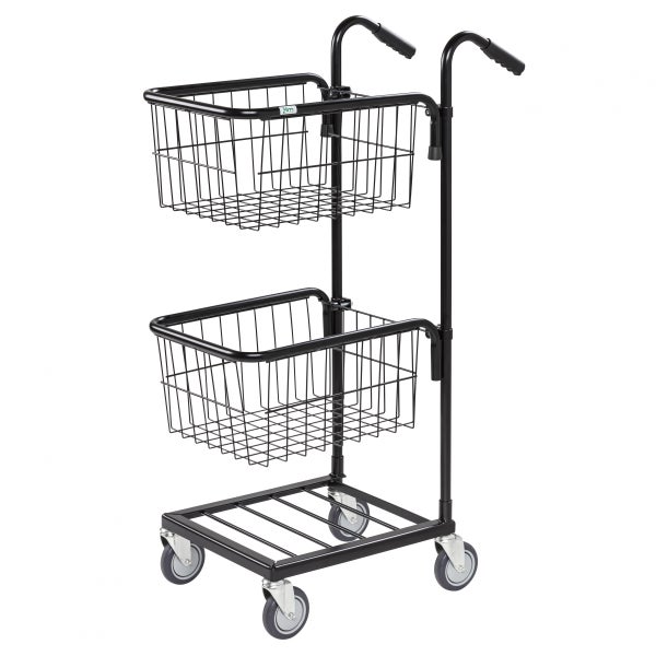 Einkaufswagen mit zwei Drahtkörben und Rollen