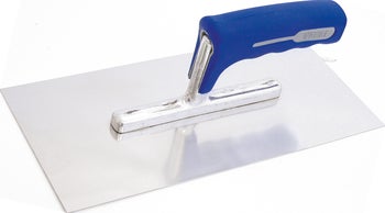 Glättkelle aus Edelstahl mit ergonomischem Griff für Verputz- und Maurerarbeiten