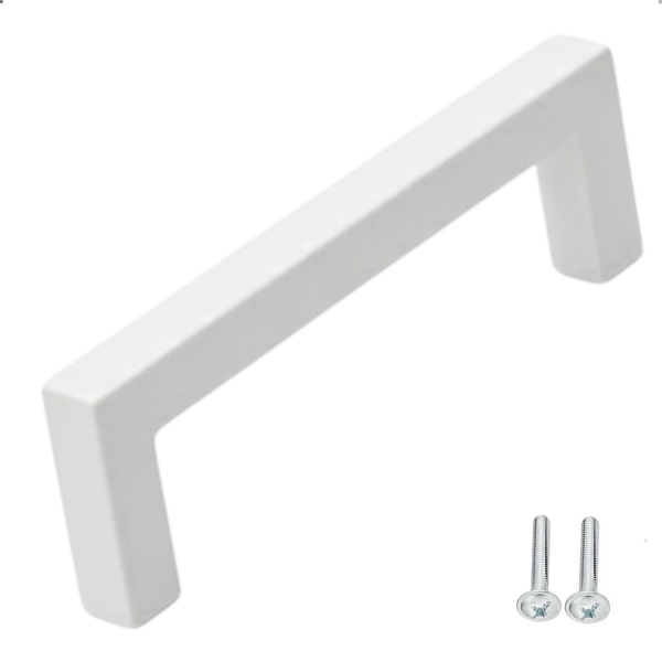 Weißer Möbelgriff mit Schrauben