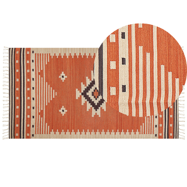 Teppich GAVAR Orange 80 x 150 cm Baumwolle Kelim
