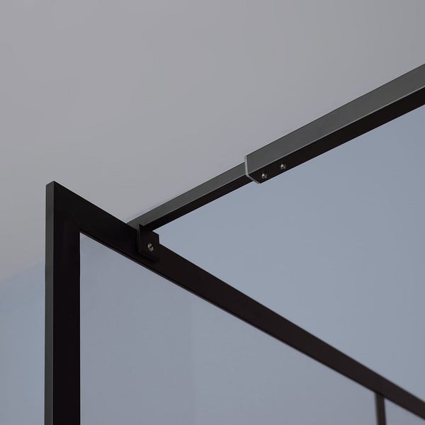 100 cm begehbare Wand aus Klarglas und mattschwarzer Struktur