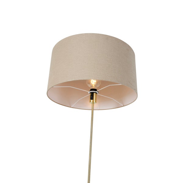 Stehlampe mit Stoffschirm und Metallgestell