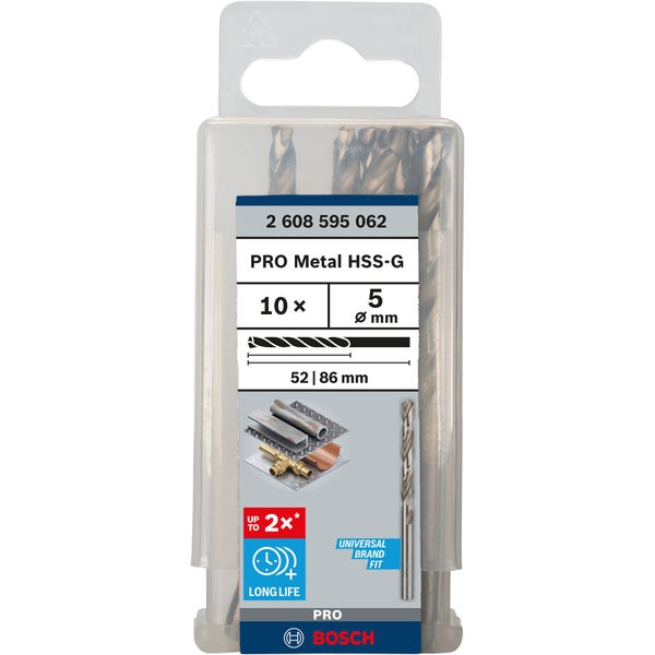 Bosch PRO Metal HSS-G Spiralbohrer 5 x 52 x 86 mm - 2608595062