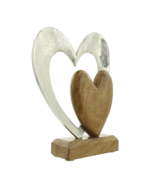 FRANK FLECHTWAREN | Holzdeko Herz in Herz, HOLZ, 21 x 6 x 25 cm