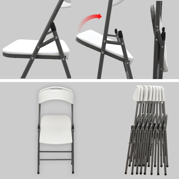 AMANKA 2er Set Klappstuhl bis 150kg - 50x46x83,5 Gartenstuhl Klappbar - Balkonstuhl Kunststoff Weiß