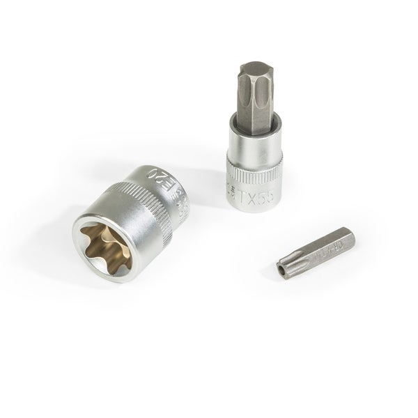 Torx Steckschlüsselsatz tectake  34-teilig, 5/16 und 3/8 Zoll übersichtliche Anordnung im Kunststoffkoffer