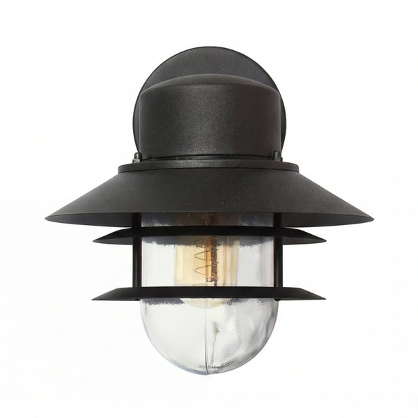 Schwarze Außenwandleuchte mit klarem Lampenschirm