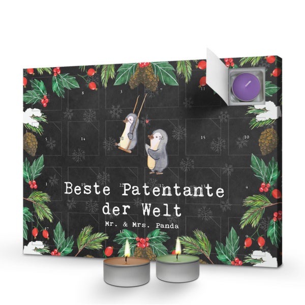 Mr. & Mrs. Panda Duftkerzen Adventskalender Pinguin Beste Patentante der Welt - Schwarz