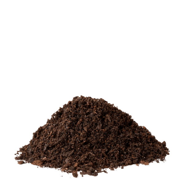 Ein kleiner Haufen dunkler Blumenerde oder Pflanzerde.