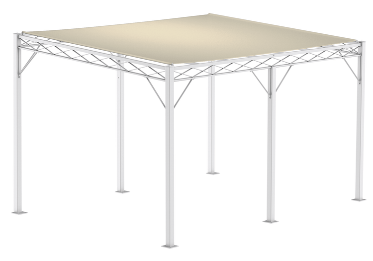 Pergola ELEO Sicilia 3 x 4 m weiß - pulverbeschichtet | mit Sonnensegel ecru