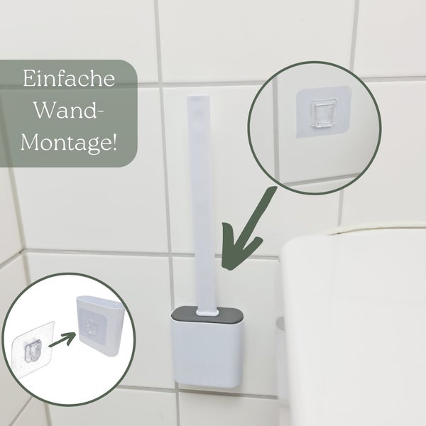 Toilettenbürste mit Wandhalterung und einfacher Montage