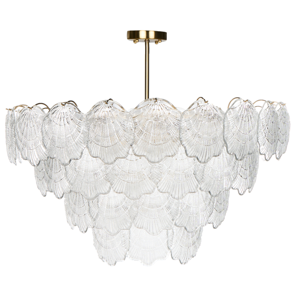 Hängeleuchte mit Muscheldekor aus Glas