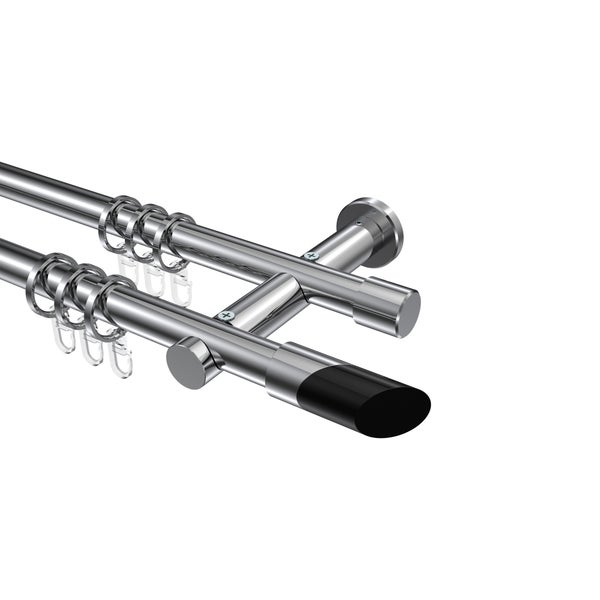 Doppelte Gardinenstange mit Gardinenringen