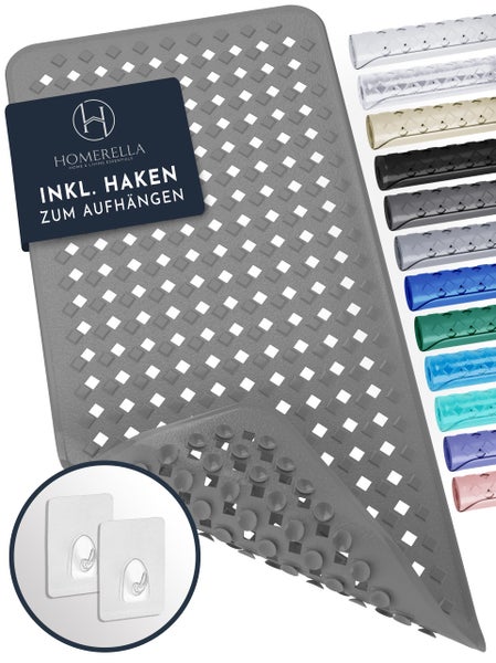 Homerella Badewannenmatte rutschfest Hautsensitiv 88x39cm, INKL. AUFHÄNGUNG | Antirutschmatte Badewanne BPA frei | Duschmatte schimmelresistent & maschinenwaschbar | Badematte rutschfest