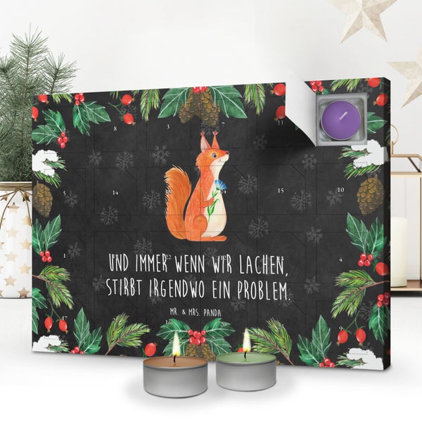 Mr. & Mrs. Panda Duftkerzen Adventskalender Eichhörnchen Blume - Schwarz