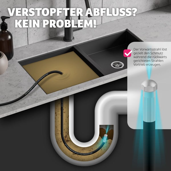 Rohrreinigungsschlauch-Set tectake  8-teilig, in 2 Größen inkl. Aufbewahrungsbeutel