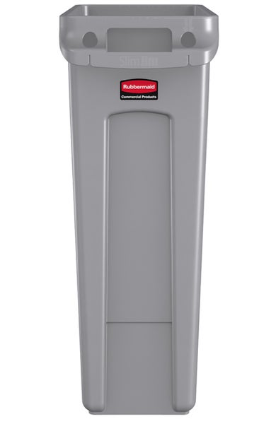 PROREGAL Rubbermaid Slim Jim Mülleimer Mit Belüftungskanälen 87 Liter HxBxT 76,2 x 28 x 56 cm Grau