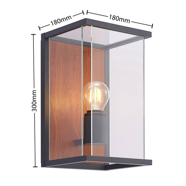 Lucande Wandleuchte außen Elwin (spritzwassergeschützt (Modern) in Schwarz aus Aluminium (1 flammig, E27) - Außenwandleuchten Wandlampe Led Außenlampe Outdoor für Außenwand/Hauswand
