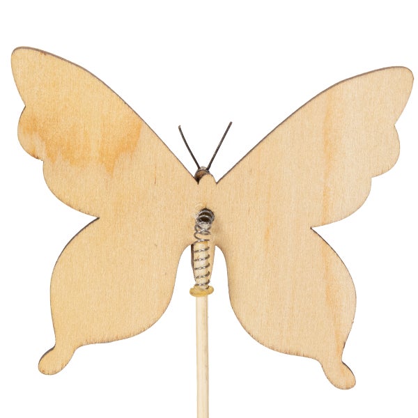 Dekofigur Schmetterling aus Holz mit Stab