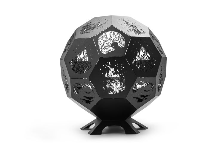 The Favilla LUNA Feuerstelle Schwarz – Design Feuerschale aus Stahl, pulverbeschichtet – 100x100x110 cm – moderne Feuerstelle für Garten & Terrasse – inkl. Abdeckhaube – 75 kg – kein Aufbau nötig