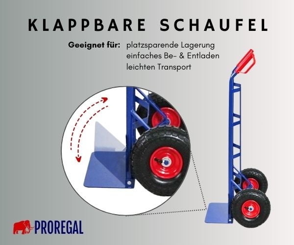 PROREGAL Sackkarre ODIN HxBxT 115x54x44cm Tragkraft 200kg Luftbereifung Blau