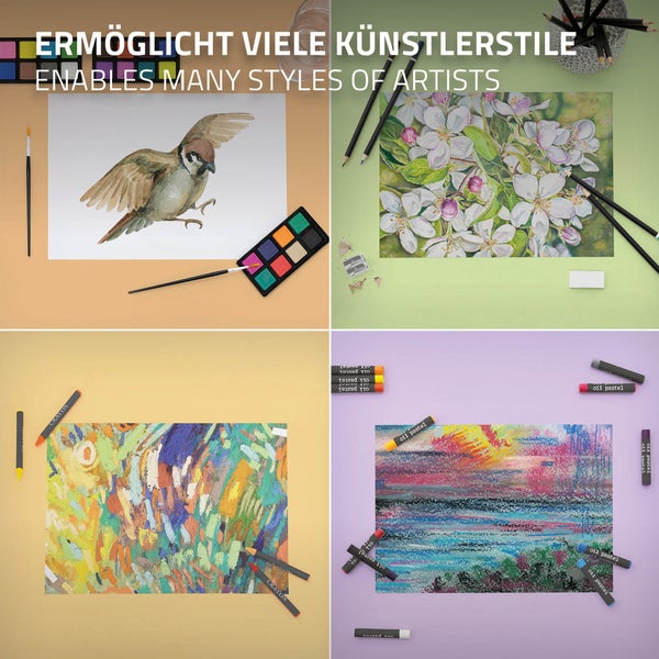 ECD Germany Malset 141 Teiliges, Holz Malkoffer für Kinder & Erwachsene, XXL Malkasten, Kunst Set Zeichenset mit Buntstiften, Ölpastellkreiden, Buntstiften, Skizzenstiften, Aquarellkuchen & Zubehör
