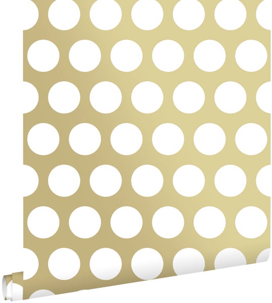 ESTAhome Tapete große Punkte Gold und Weiß - 53 cm x 10.05 m - 139116