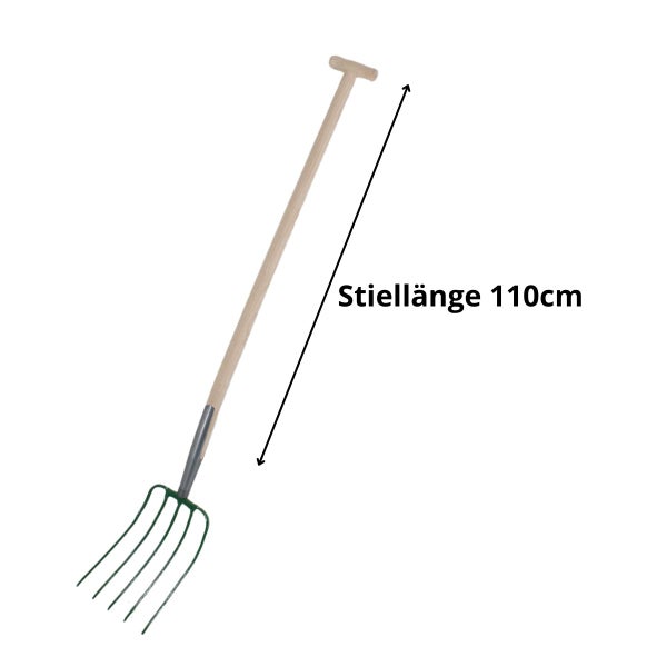 Mistgabel mit Holzstiel und T-Griff, Stiellänge 110 Zentimeter