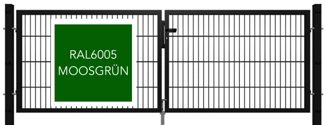 Doppeltor mit der Farbbezeichnung RAL6005 Moosgrün