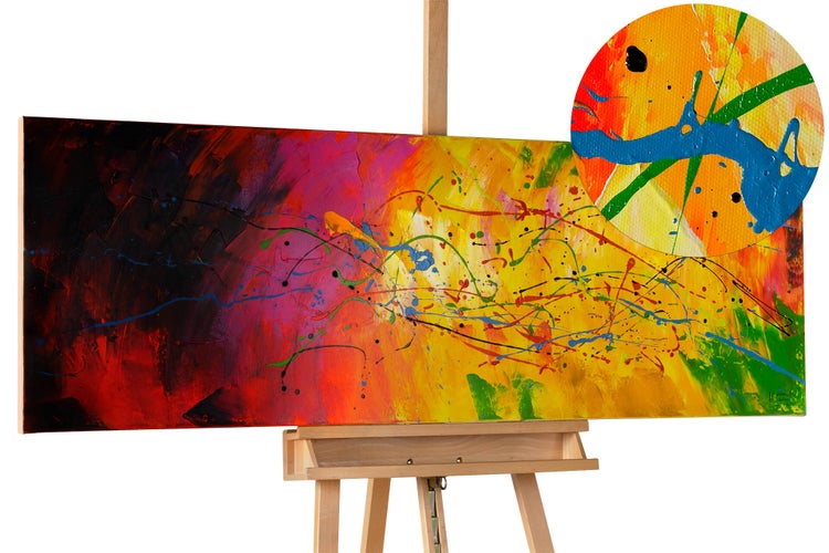 Handgemaltes Gemälde Acrylfarbe 150x50cm Bunt