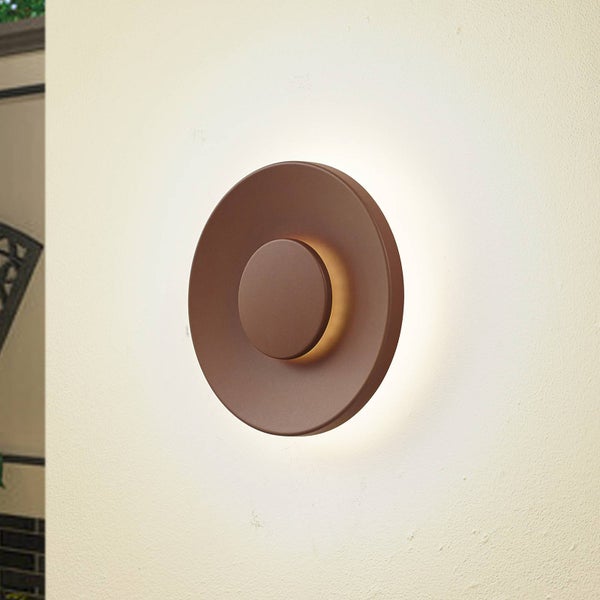 Lucande LED Wandleuchte außen Kayana (Modern) in Braun aus Aluminium (1 flammig, ) - Außenwandleuchten Wandlampe Led Außenlampe Outdoor für Außenwand/Hauswand Haus Terrasse & Balkon