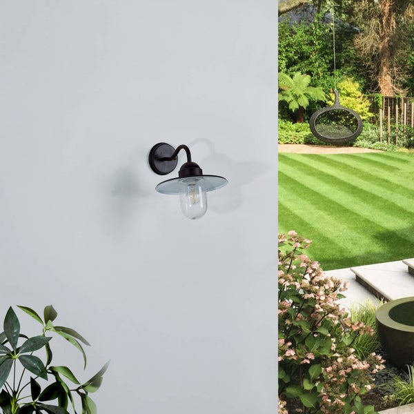 Lindby Wandleuchte außen Filip (spritzwassergeschützt (Modern) in Braun aus Metall (1 flammig, E27) - Außenwandleuchten Wandlampe Led Außenlampe Outdoor für Außenwand/Hauswand Haus