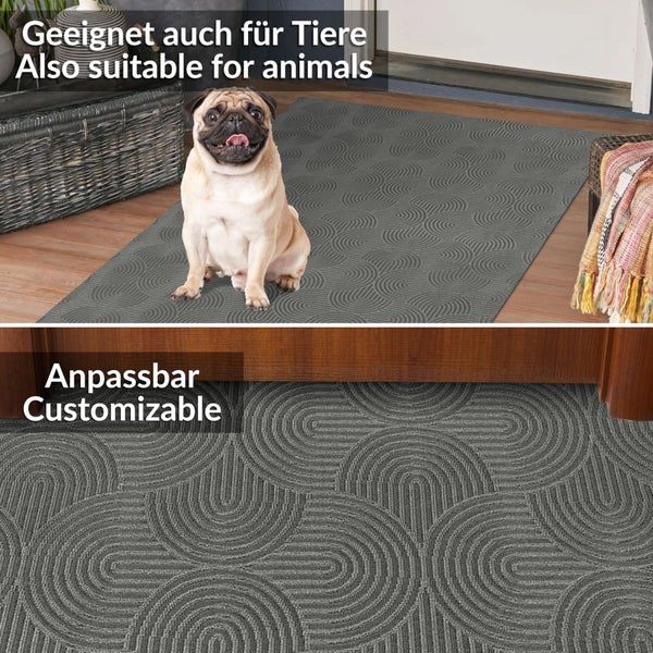 Anpassbare, graue Fußmatte mit Muster, geeignet für Tiere