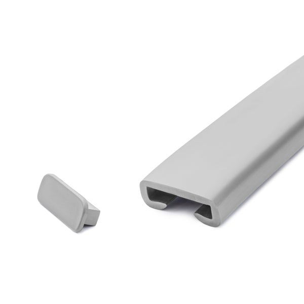 Aluminiumprofil mit passender Endkappe, C-Schiene.