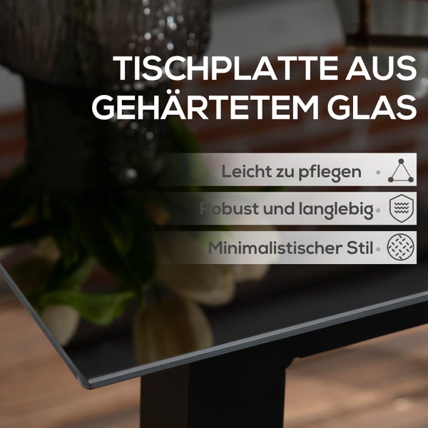Outsunny Beistelltisch, 80L x 80B x 74H cm, Aluminium, schwarz