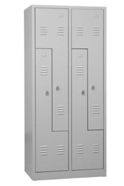 PROREGAL Garderobenspind Camel 4-Fächer-Z-Design HxBxT 180 x 80 x 50 cm Vorhängeschloss Grau
