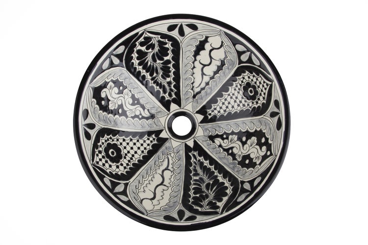 Keramik Waschbecken mit floralem Muster