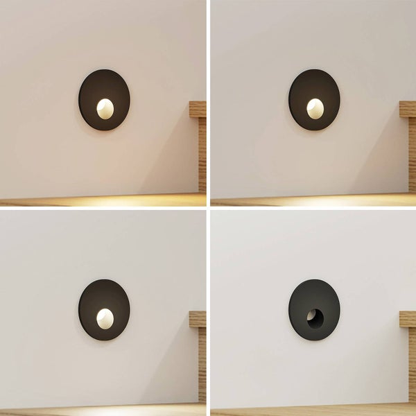 Arcchio LED Wandeinbaustrahler Vexi (Modern) in Schwarz aus Aluminium (1 flammig, ) Wohnzimmerleuchte