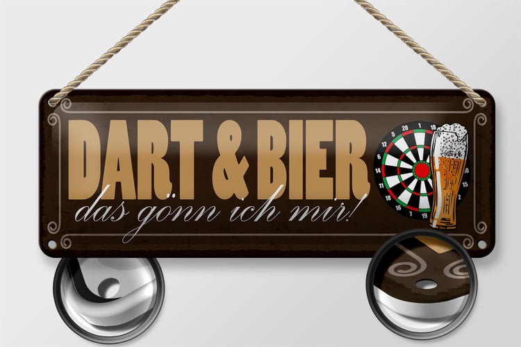 Blechschild Spruch 27x10cm Dart & Bier das gönn ich mir Dekoration