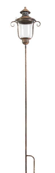 FRANK FLECHTWAREN | Stablaterne Shabby-Grey, METALL, 20 x 12 x 115 cm, Glas Ø 10 x 13 cm, passend für Kerzen max. Ø 6 cm, ohne Kerze