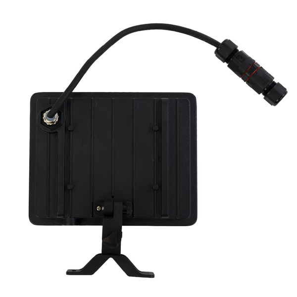 Rückansicht eines LED-Strahlers mit Kabel und Stecker