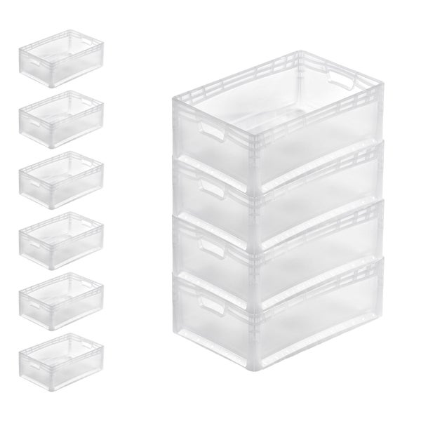 PROREGAL SparSet 10x Transparenter Eurobehälter LightLine mit Offenem Griff HxBxT22 x 40 x 60 cm 4,6 Liter Eurobox Transportbox
