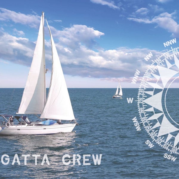 Segelboote auf dem Meer mit Kompassrose