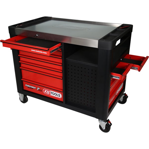 KS TOOLS PERFORMANCEplus P35 SCHWARZ/ROT Werkstattwagen mit 12 Schubladen - 873.5008