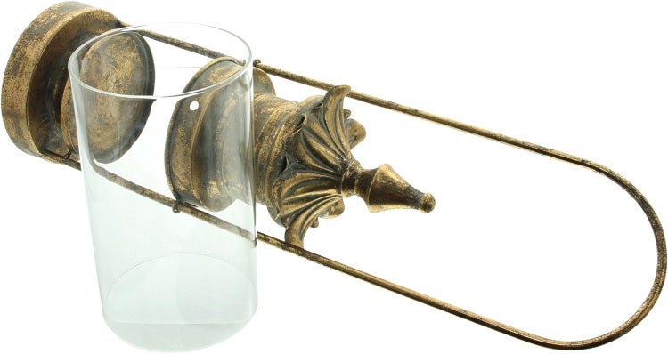 Dekoleidenschaft Laterne Gold aus Metall & Glas, 54 cm hoch, mit antiker Patina, Windlicht, Hängelaterne, Kerzenhalter, Gartenlaterne